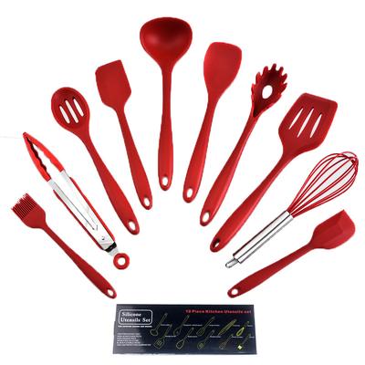 10-teiliges Küchenutensilien-Set, Silikon, Zange, Spatel, Löffel, Schaufel, Pinsel, Schneebesen