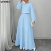 VONDA Elegant Women Outfits Long Sleeve Short Blouse and Skirts Casual Two Piece Suit Sets