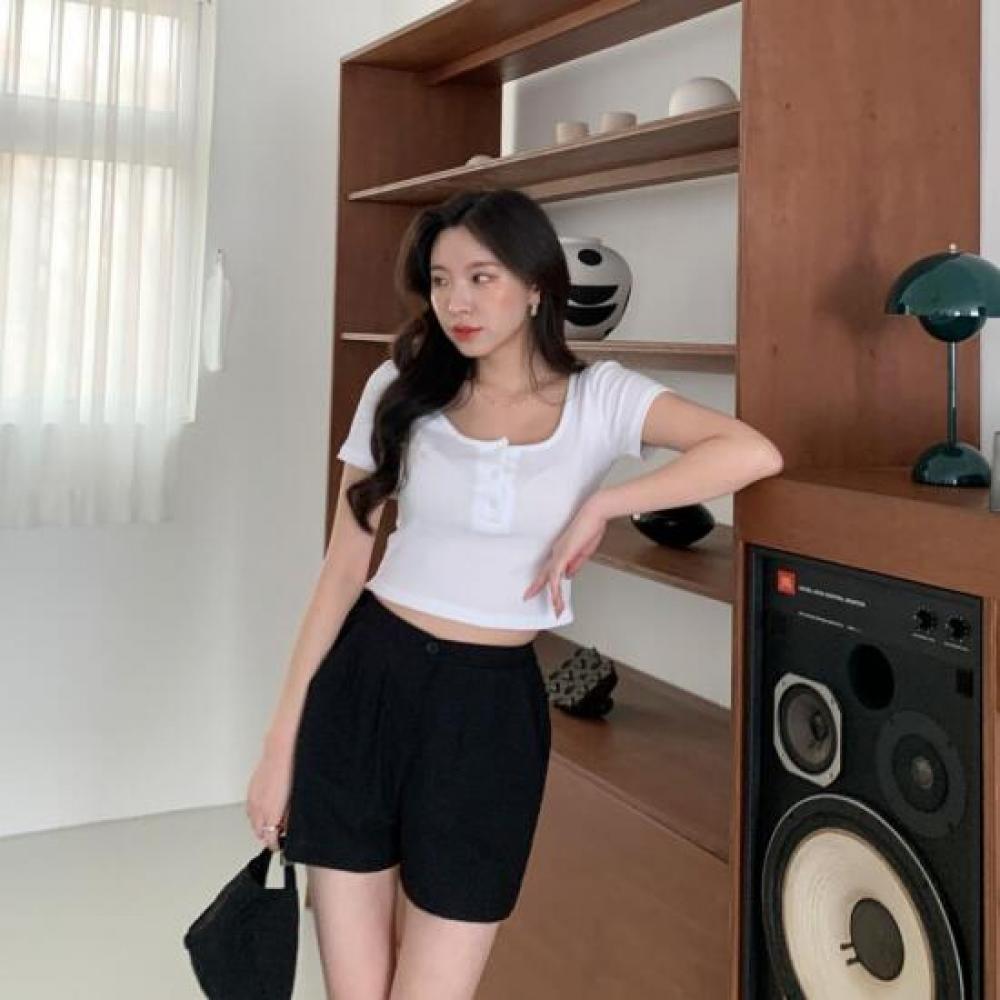 New ArrivalS Open Run Women S Slim Fit Square Neck SS Jacquard Short Sleeve