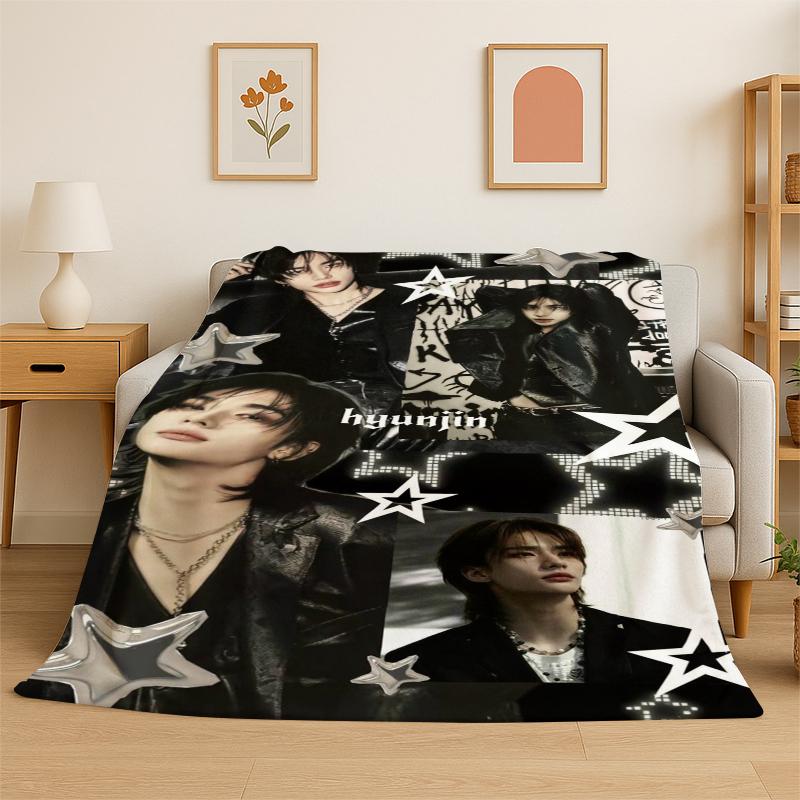 Manta de Franela Suave y Cálida Hyunjin Stray Kids Kpop para Dormitorio Sala de Estar Cama Viaje Camping Picnic Regalo