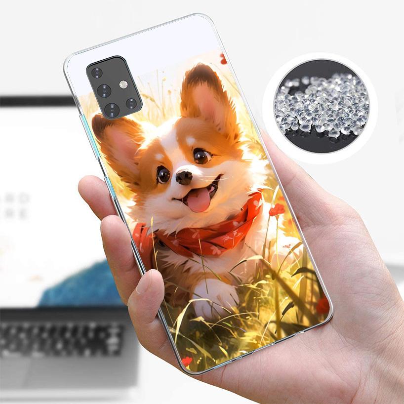 Cartoon Corgi Cute Dog Phone Case For Samsung Galaxy A52 A32 A22 A12 A51 A31 A50S A30S A20S A10S Note 20 Ultra 10 Plus S10 A72 A