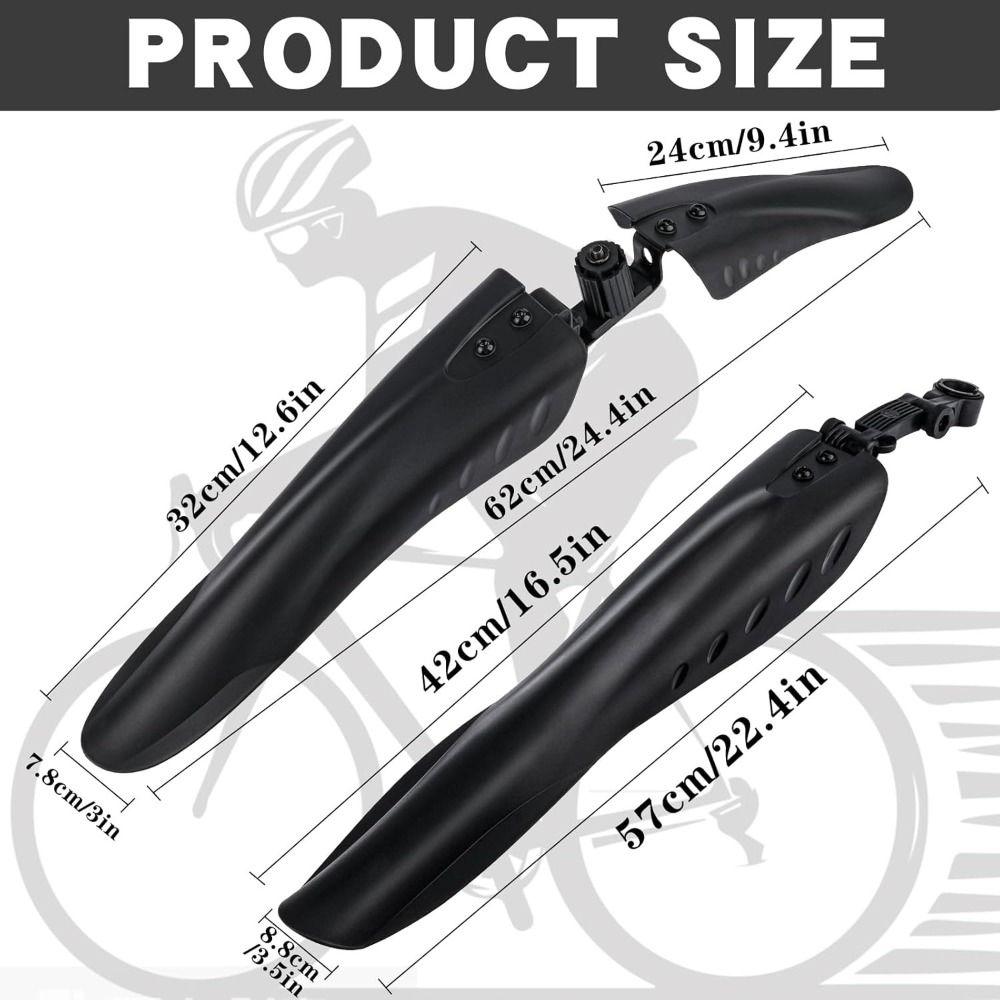 3‑part Bike Mudguard Set Ajustable Bike Fenders for 24/26/27.5 Inch Wheels for MTB and Road Bikes