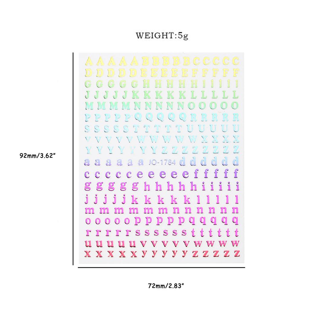 6 Sheets Glitter Alphabet Stickers Letter Nail Art Stickers Decals Of Alphabet Small Letter Stickers Waterproof