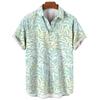Tropical leaf print short-sleeve shirt, casual daily wear.