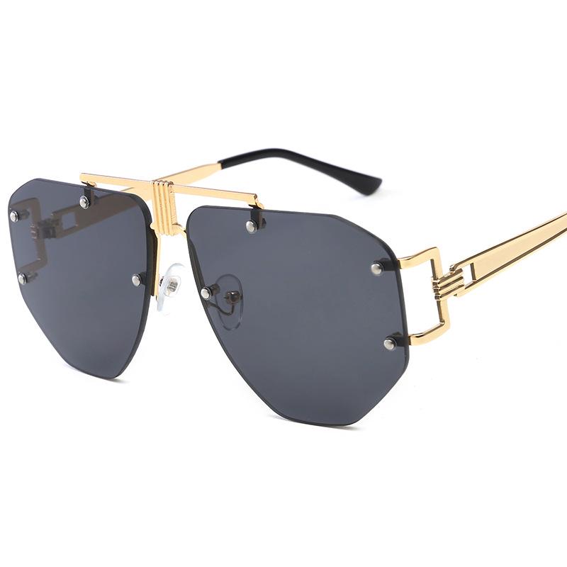 European American Style Sunglasses for Women Polygon Shape Rimless Sun Glasses Travelling Driving UV Protection