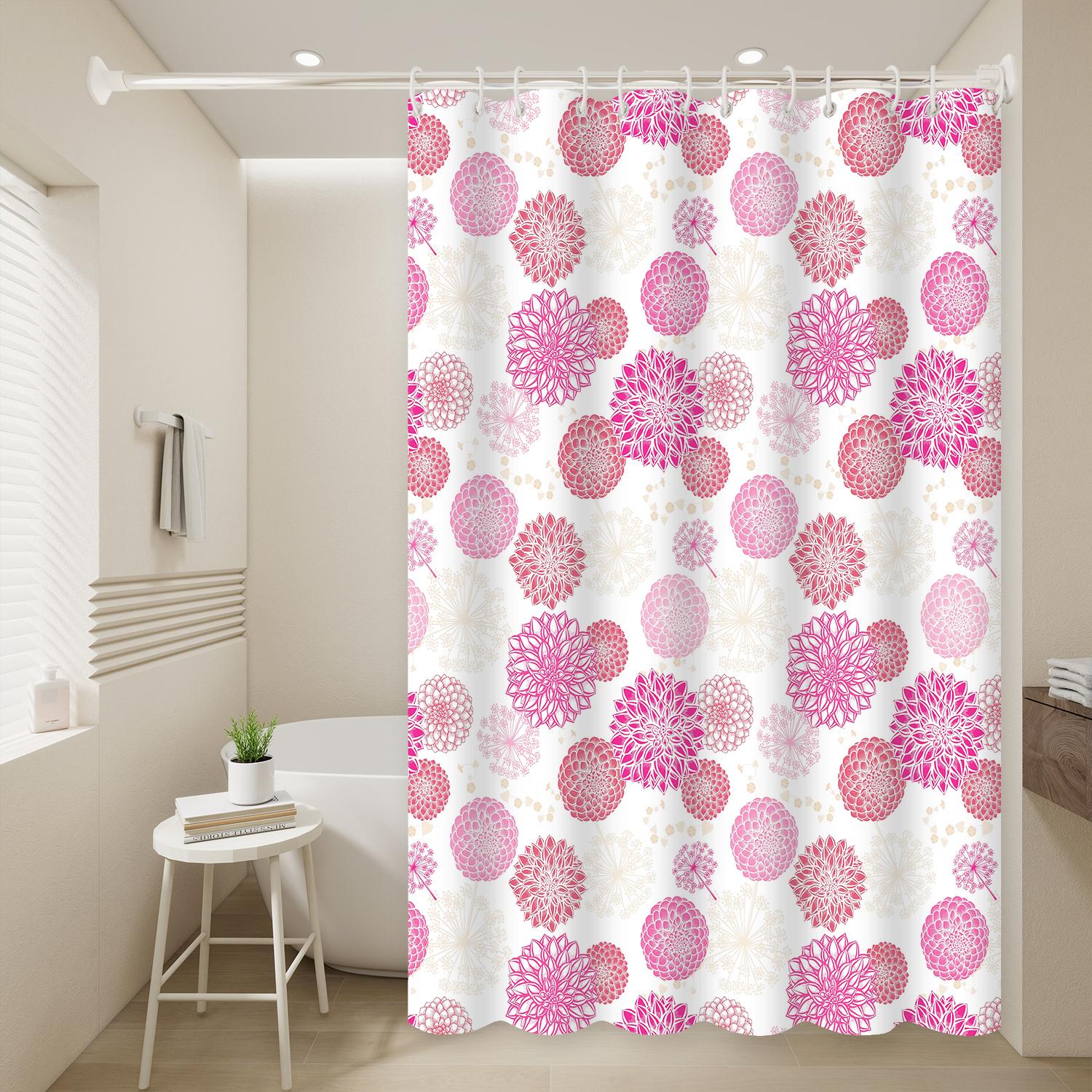 

1Pc Dazzling Flowers Floral Shower Curtain, Waterproof Made Of Peva, Romantic Decoration For The Bathroom. W60H190(CM)-1 Pcs
