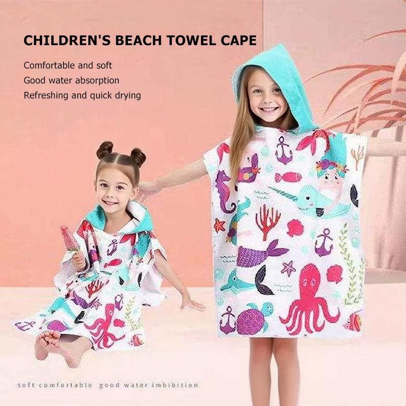 Super Soft Coral Fleece Cute Cartoon Hooded Spa Wrap Quick Dry Kids Bath Towel