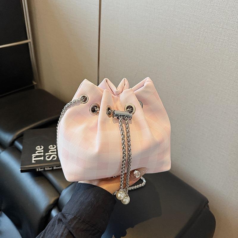 Premium texture niche plaid cloth messenger bag summer new trendy fashion portable bucket bag women's bag