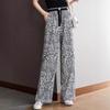 Spring and Summer Korean Style Casual High Waist Droop Chiffon Ink Wide-leg Pants for Women Sanya Pants Ice Silk Trousers