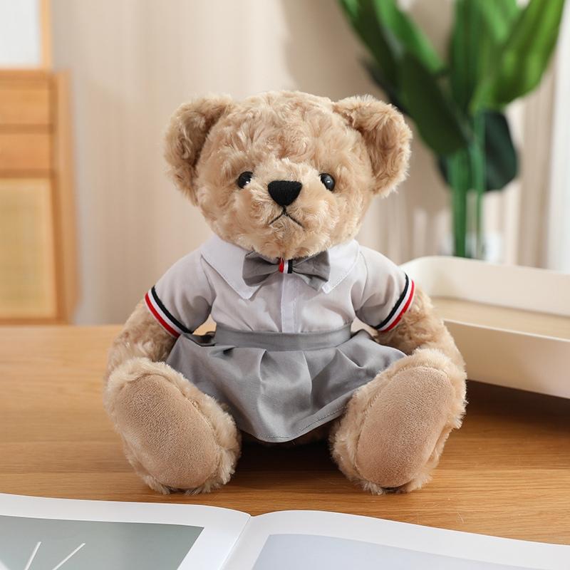 25cm Cute Cartoon Uniform Couple Bear Plush Toy Kawaii Suit Skirt Bear Stuffed Plush Animals Doll Pillow Birthday Gift For Kids