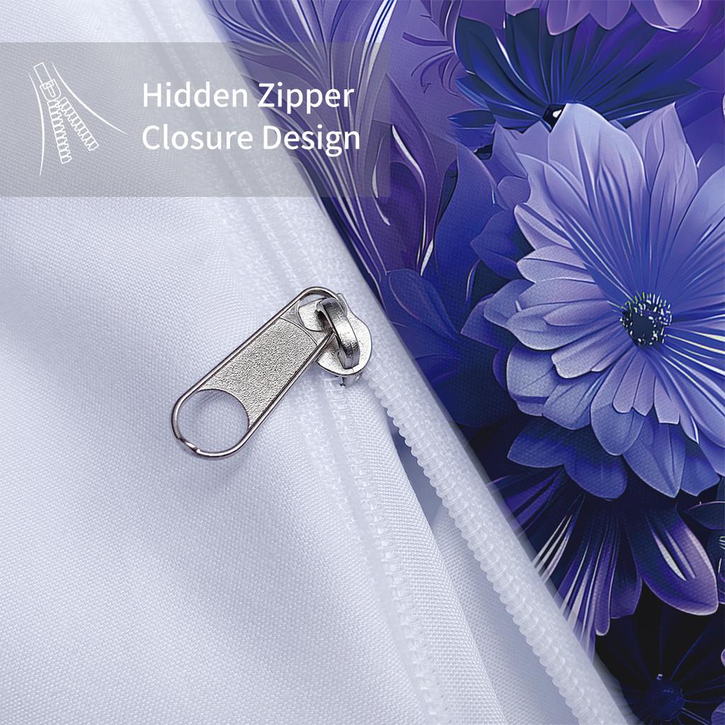 3-teiliges modisches Bettwäscheset mit lila Schmetterlingsmuster, weich und bequem, für Damenschlafzimmer, Queen-, King- und Einzelbetten