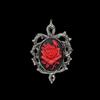 Fashion Gothic Red Rose Cameo Sliver Color Oval-shaped Thorny Frame Pendant Necklace for Women Halloween Retro Charm Jewelry
