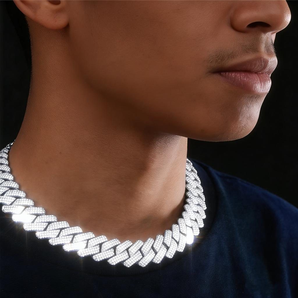 1pc Hip-Hop Fashion Ice Crystal 15Mm Necklace, Suitable For Men And Women, Fashionable And Suitable For Men As Gifts