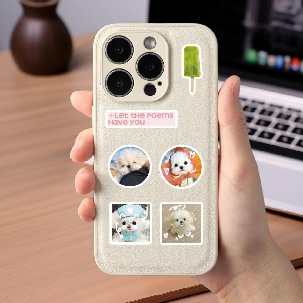 8-Piece Ins Style Puppy Stickers - Cute Decorative Decals for Phone Cases, Notebooks & Water Bottles
