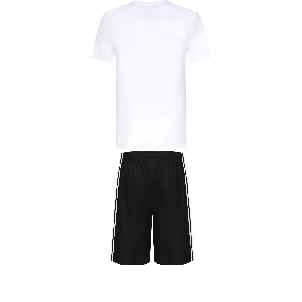 Adidas Taekwondo Soft Round Neck Simple Short Sleeve T-Shirt Comfortable Fashion Striped Shorts Casual Sports Suit ADICLTSPSTK-WGY+S21ATMSH2T-BW