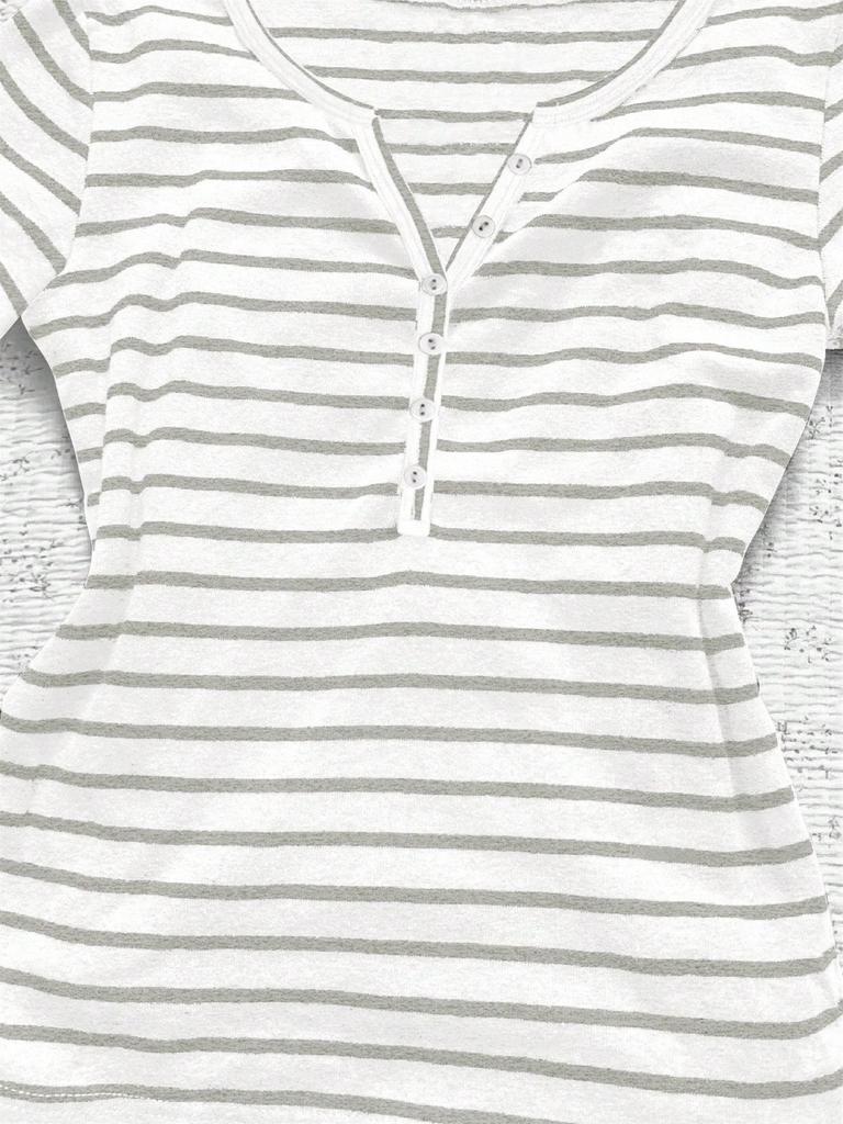 European & American Striped V-neck Long-sleeve Slimming T-shirt - Autumn/Winter Casual Korean Style