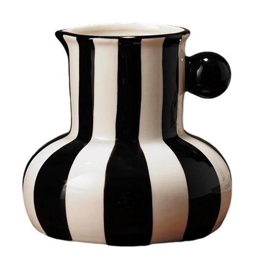 Painted Ceramic Vase Desktop Stripe Art Vase Decorative Flower Vase for Flower Arrangement Living Room Bedroom Decor