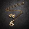 Zodiac Year Ox Pendant Necklace & Earring Set: Stainless Steel Simple Animal Design