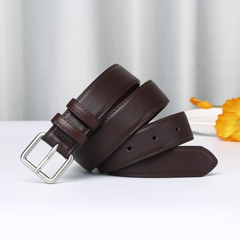 Simple And Versatile Fashion Light Luxury Belt Women'S Leather Pin Buckle First Layer Cowhide High-End Casual Pants Belt Women'S