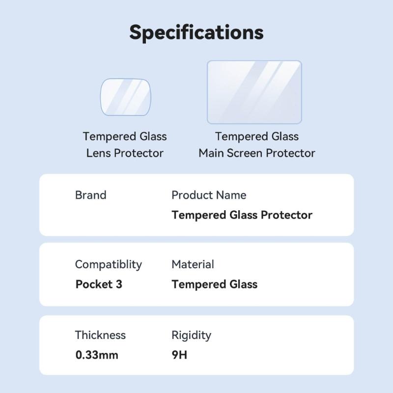 Shockproof High Definition Screen Guard 2.5D Rounded Edges Bubble Less Installation for Pocket 3 Enhancing Durability