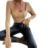 2024 Spring/Summer Women's Slim-Fit Long-Sleeve Square-Neck Pullover Knitted Top
