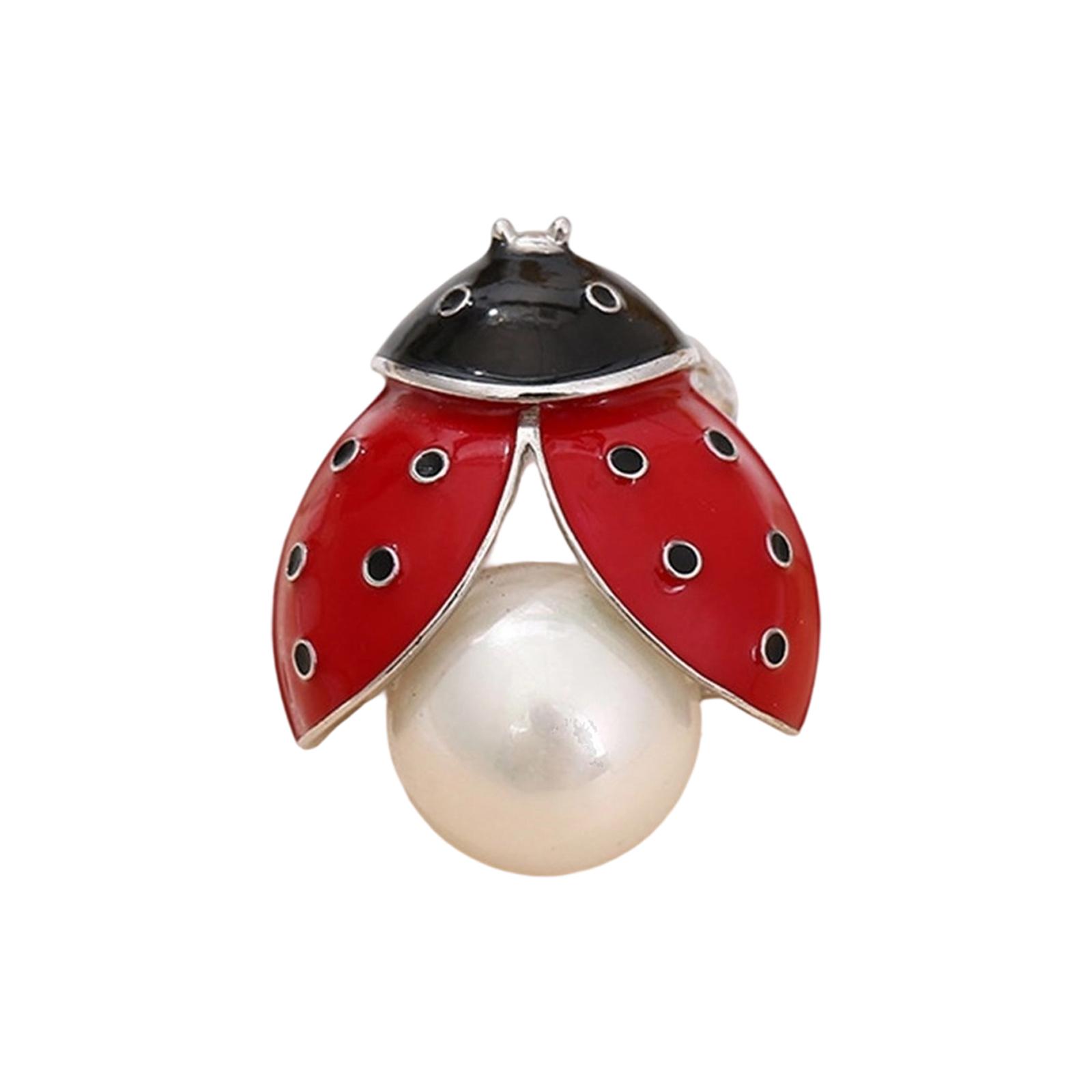 

Glossy Alloy Ladybugs Pin Adorned With Glittering Crystals Handmade Enamel Animal Brooch For Women’s Fashion Apparel