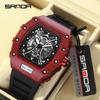 Sanda Men's Creative Quartz Watch - Patterned Barrel Shape with Calendar Skeleton Design
