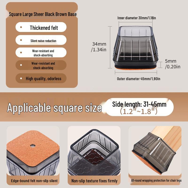 Reinforced Non-Slip Silent Chair and Table Leg Covers with Wear-Resistant Foot Pads