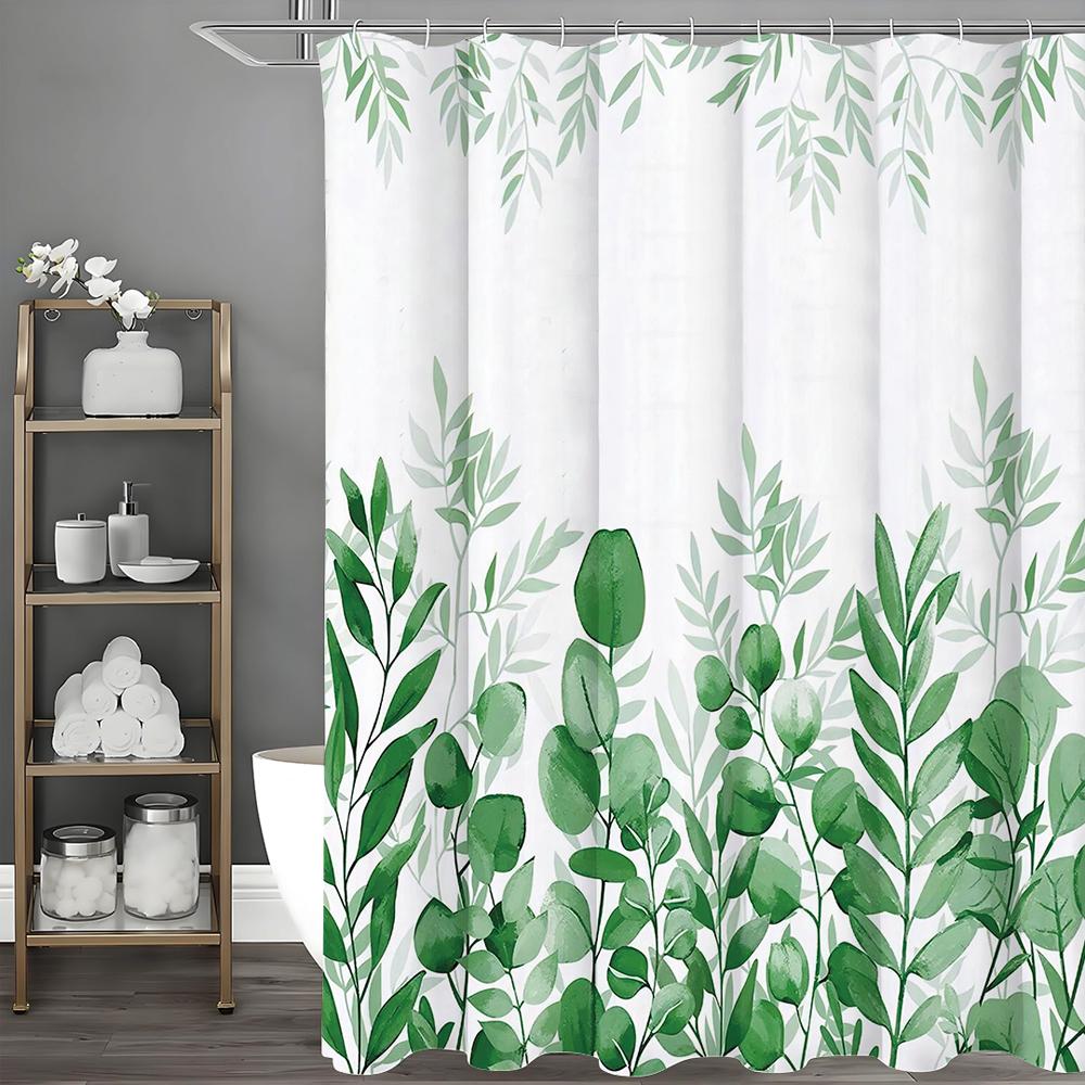 

Штора для душа Лист эвкалипта, Зеленый лист, Декоративная штора для ванной, Водонепроницаемая штора для душа с крючками 90*180cm