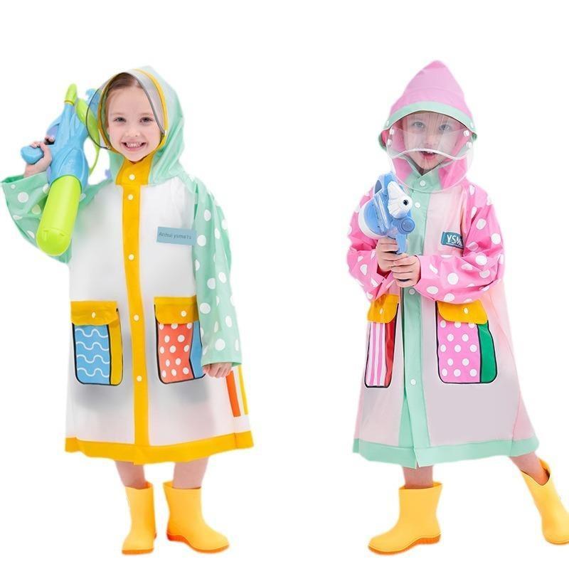 Children's Raincoat, Full-Body Waterproof, Double Brim, Outdoor Use with Backpack Space, Suitable for Boys and Girls, Specifically Designed for