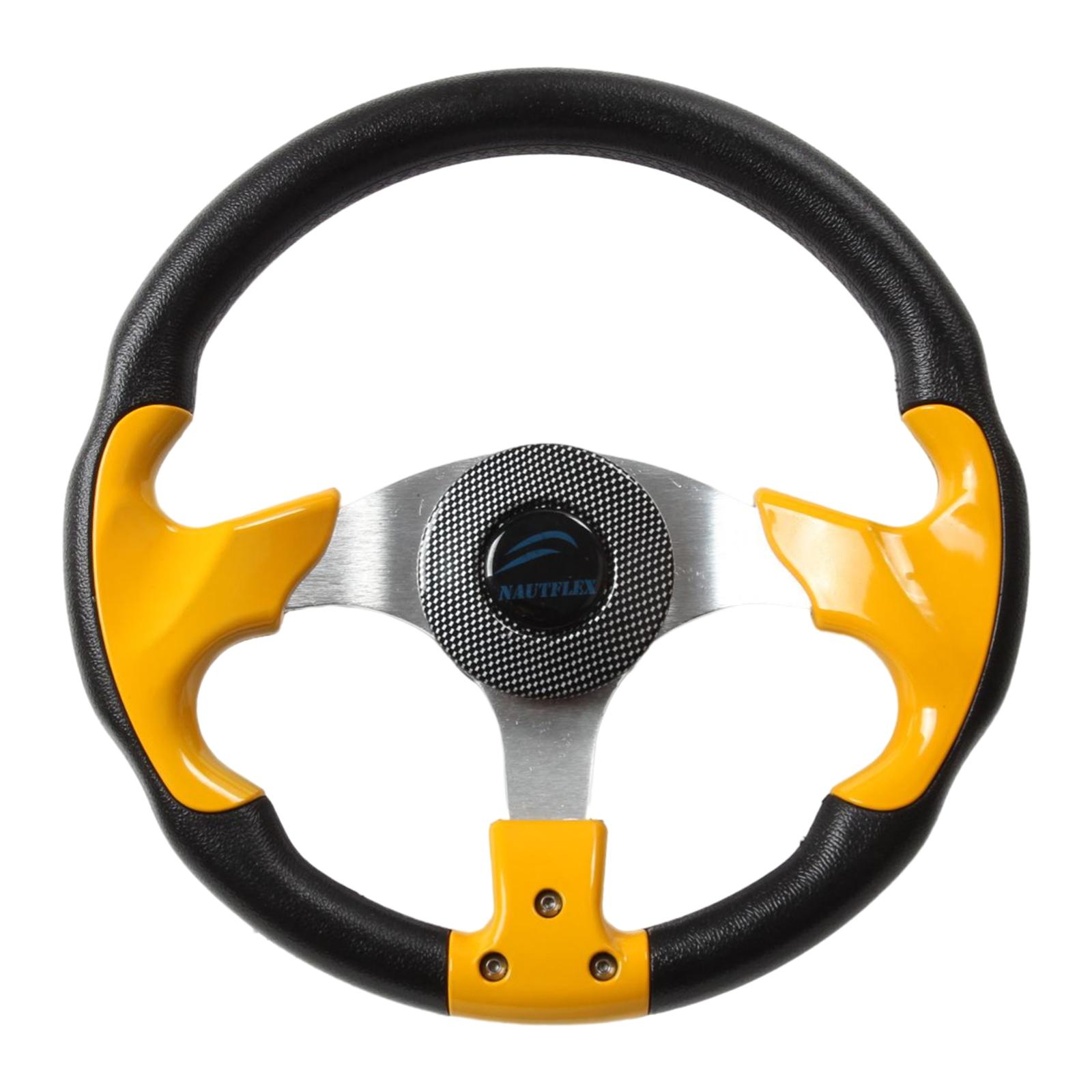 320mm Marine Boat Steering Wheel Non Directional 3 Spoke Aluminum Alloy with Knob for Nautical Boat Accessories жёлтый