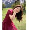 2026 Raspberry Off-Shoulder Petite Summer Maxi Dress - Elegant French Slimming Style for Women