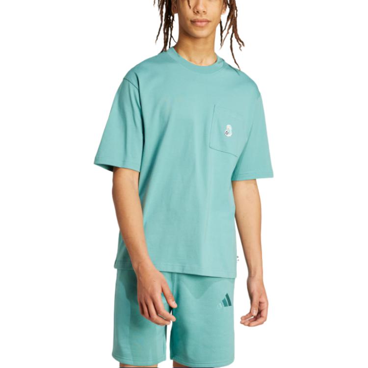 adidas SS25 Dog Soccer Patch Pocket T-Shirt Men Tops Powder-Green JL9235