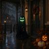 Halloween Ghost Decoration for Outdoor, Large Light Up Standing Ghost, Adjustable Spooky Black Ghost Decor for Porch, Yard Lawn