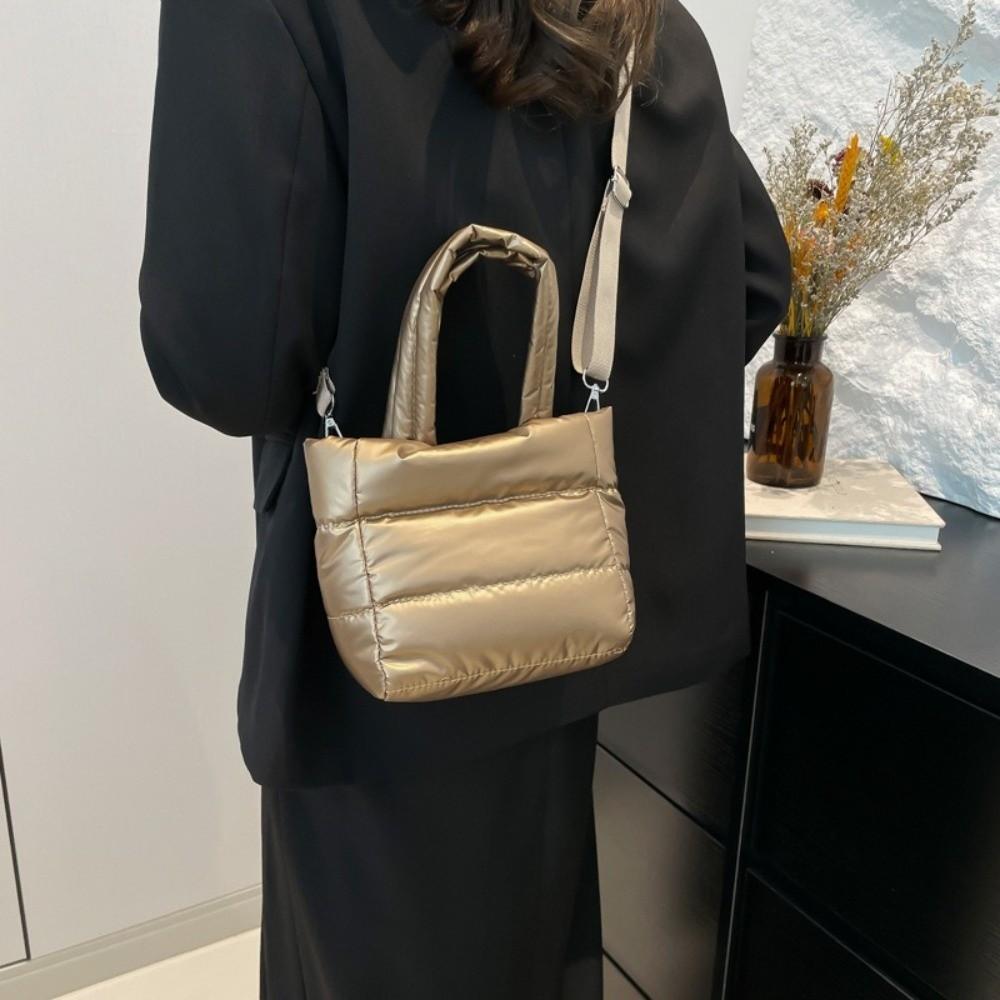 Adjustable Strap Puffy Handbag Large Capacity Puffer Crossbody Bag Quilted Shoulder Bag  Casual