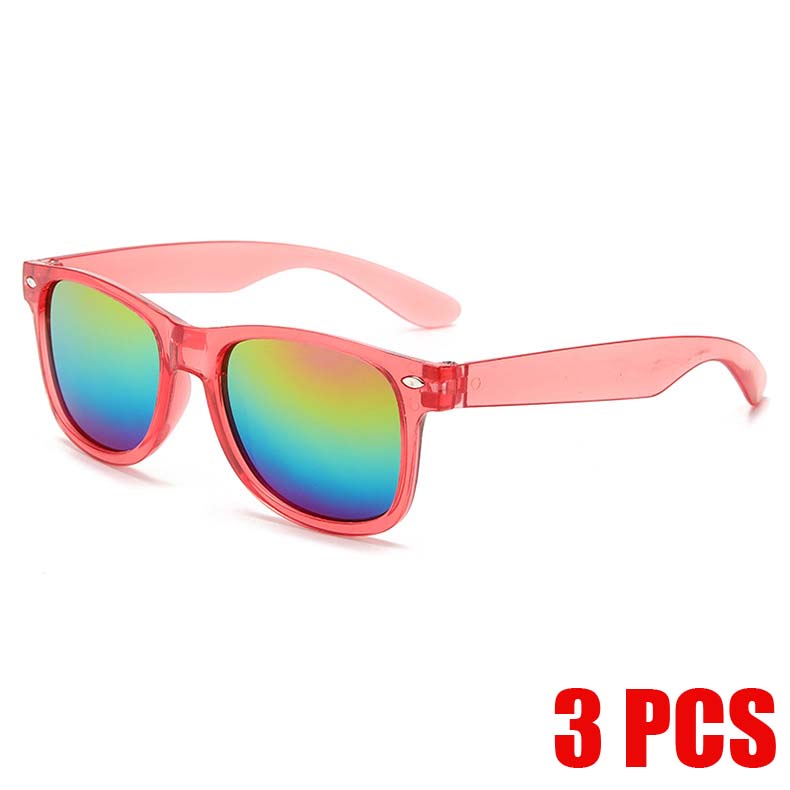 3PCS/pack Transparent Square Sunglasses for Kids Mirror Lens Eyewear Summer Beach Outdoor UV Protection Sun Shades Eyeglasses