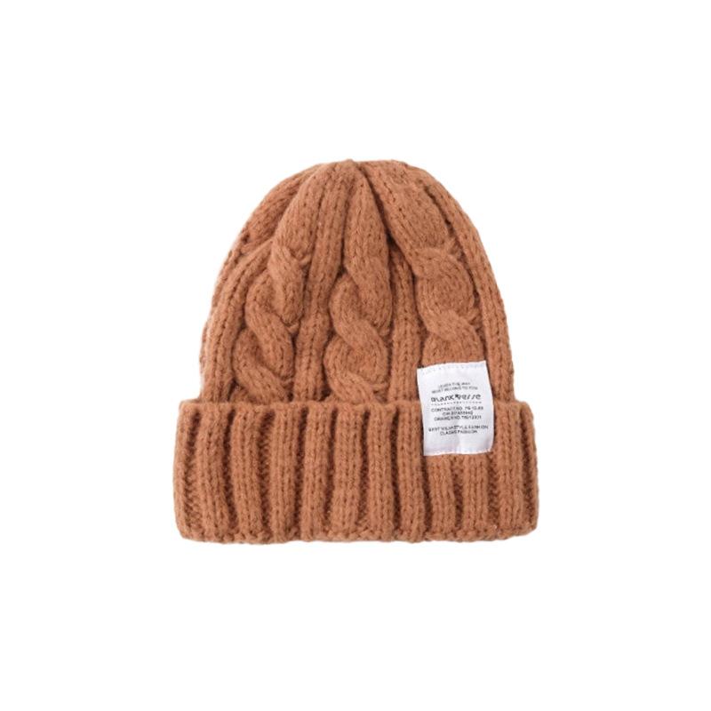 Simple Autumn and Winter Hat Big Head Circumference Knitted Wool Hat Loose Ins Face Small Twist Thickened Winter Warm Hat