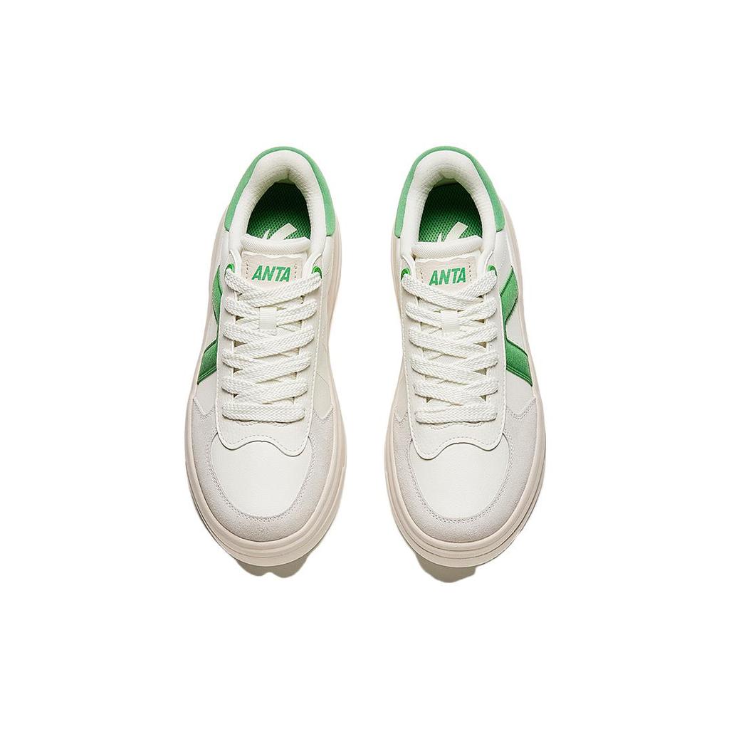 New Anta Life Collection A Road Durable Breathable Low Top Skateboard Shoes Women's White Green 122348071-3