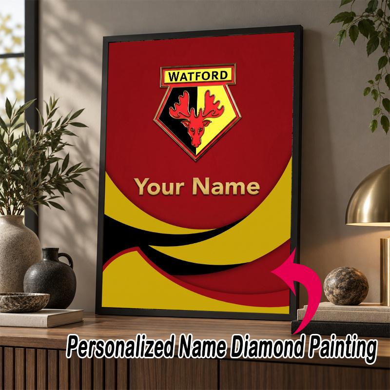 Custom Name Watford FC 5D Diamond Painting Personalized Full Drill Diamond Art Kit Gift