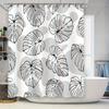 Black White Monstera Leaf Shower Curtain Modern Bathroom Decor for Home Bathing Room Decoration Extra Long 72 X 84 Inches Wall H
