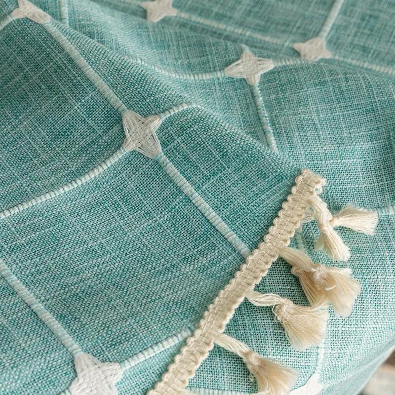 

Клетчатая скатерть, художественная скатерть для чайного стола, свежая квадратная скатерть для домашнего стола, чехол 120*120cm зелёный