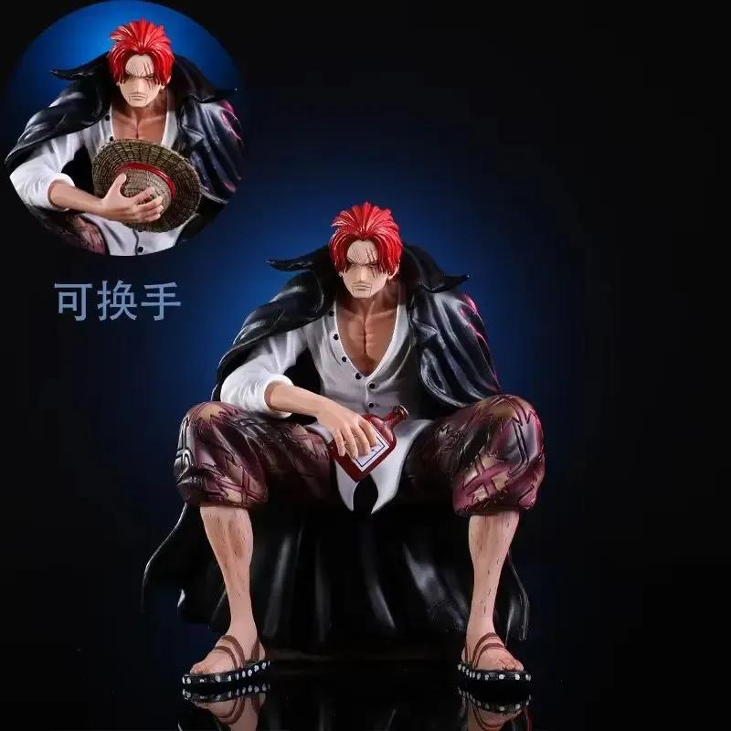 17 CM One Piece King Gk Anime Statue Model Red Hair Four Kings Shanks Bt Sitting Posture Collectible 17cm Ornament Action Figure