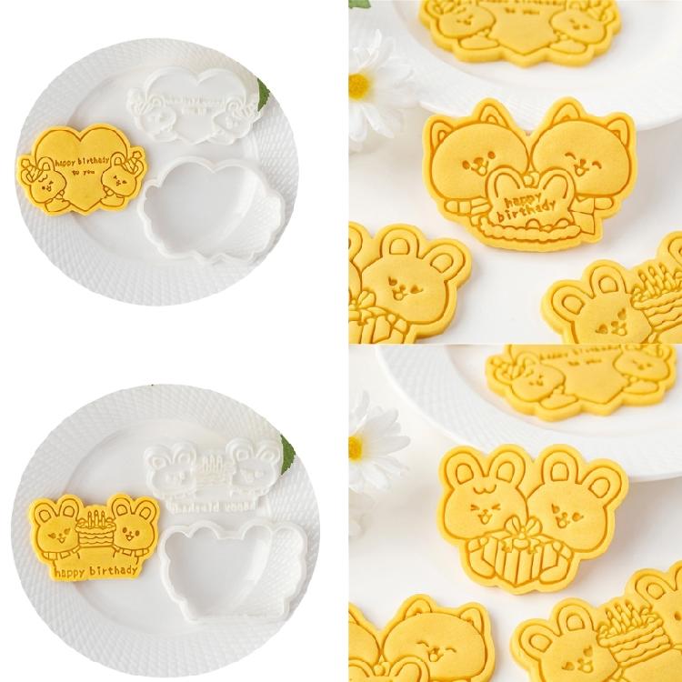 Plastic Cookie Molds Animal Biscuit Cutter Pastrys Moulds DIY Dough Stamps