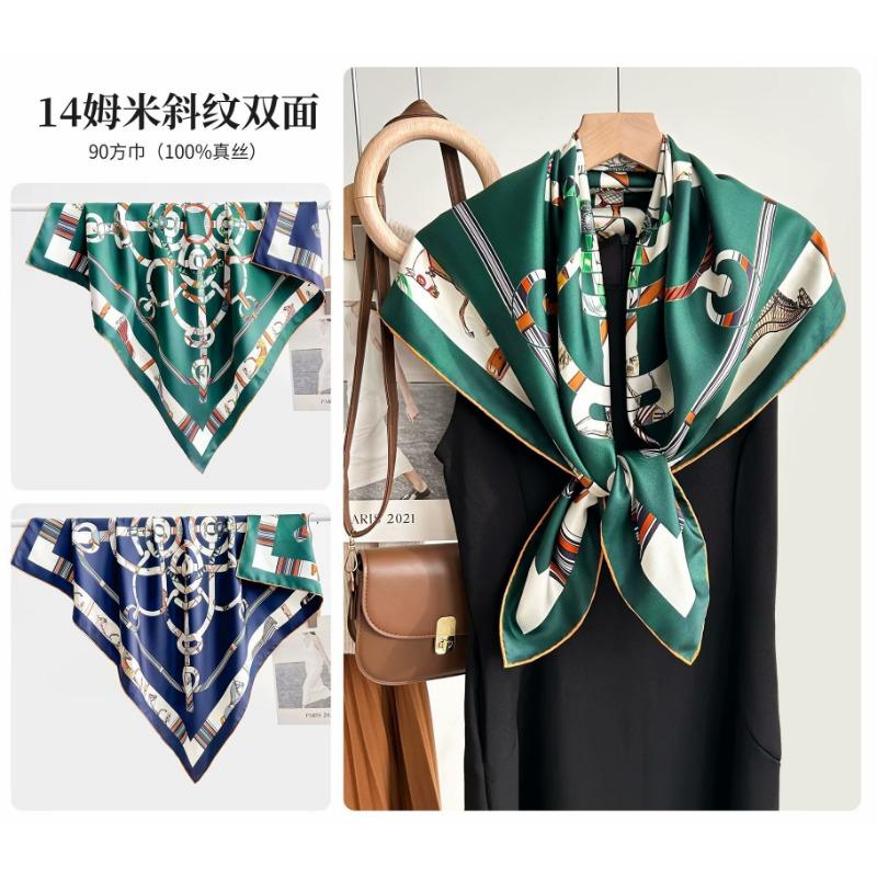 Silk twill 14 mmi large silk scarf women's fashion versatile high-end mulberry silk square scarf light luxury versatile 90 shawl