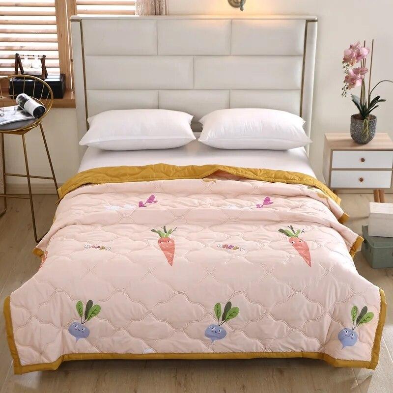 Quilt Comfortable Summer Sleep Brushed Printed Summer Cool Blanket Skin-friendly Air-conditioning Comforter Bedspread Bed Cover