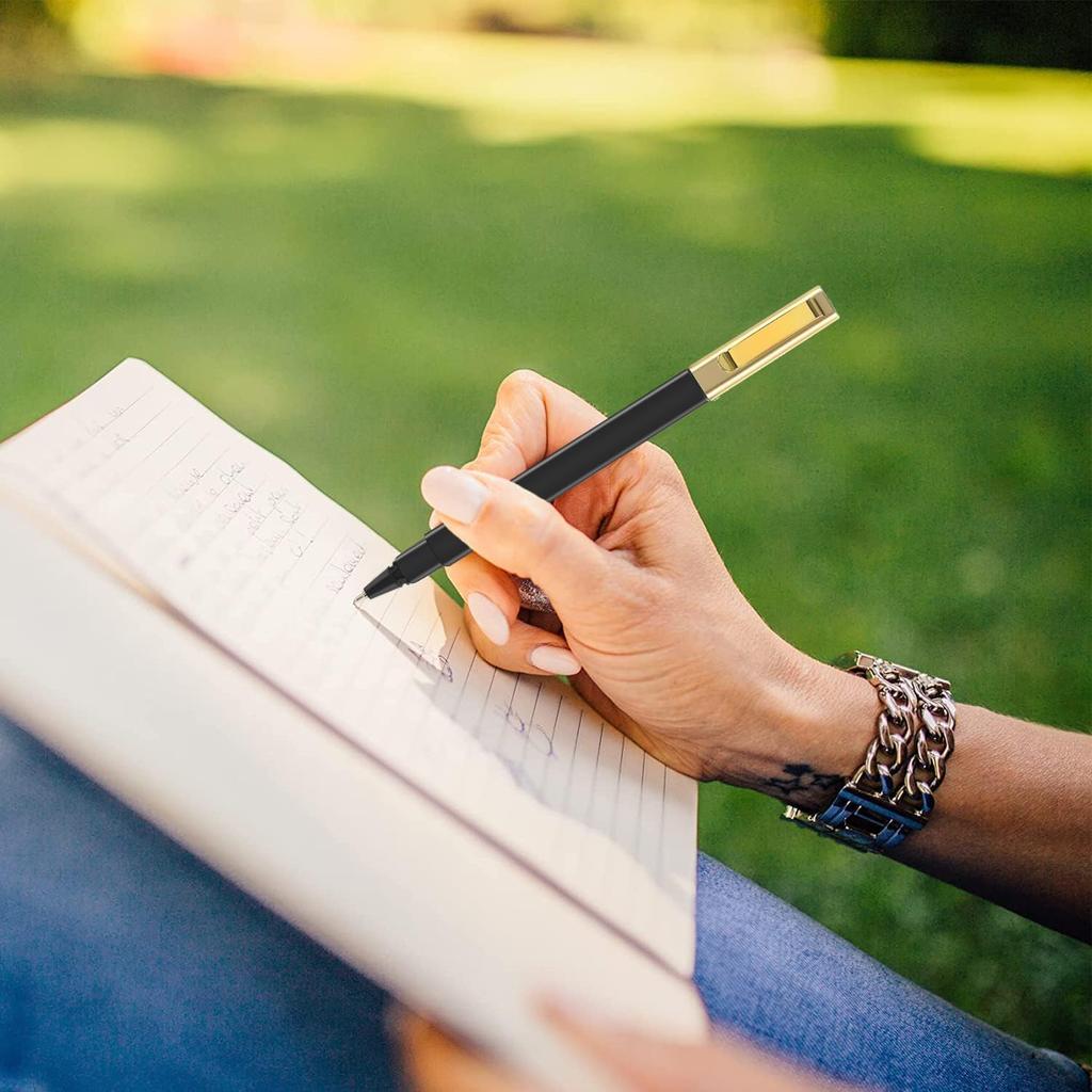 Aozora Aesthetic Pens Ballpoint Super Smooth Writing Pens Bulk 30 pack Medium Point 1.0mm No Bleed Pen with Gold Clip Black Ink