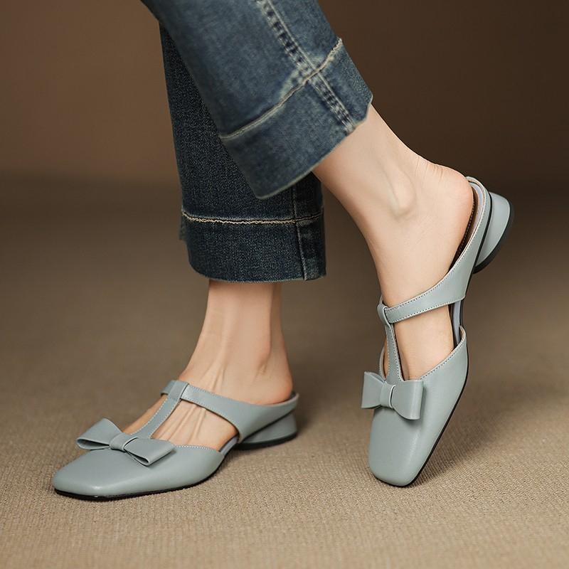 Fashion The New Summer Style of Square-toed, Low-heeled, Thick-heeled, One-legged Flip-flops and Sandals for Women Wearing In Baotou