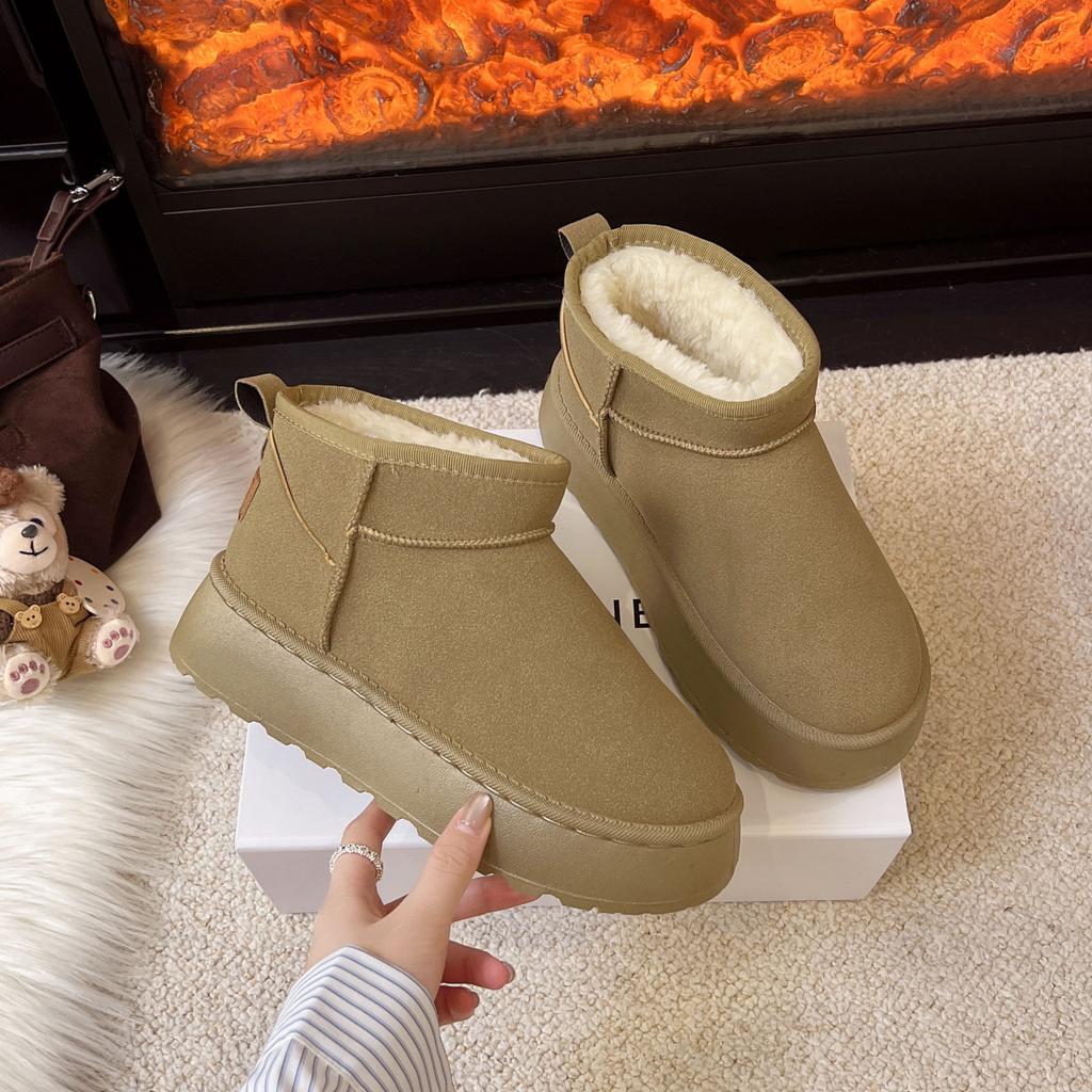 Schneestiefel Damen neue Winter Samt verdickt warme Baumwollschuhe dicke Sohle erhöhend Brotschuhe kurze Baumwollstiefel