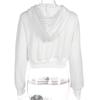 Zip-up Autumn Winter Women Hoodies Pockets Slim Crop Jacket Female Clothes Drawstring White Sexy Hoody Cotton Coats
