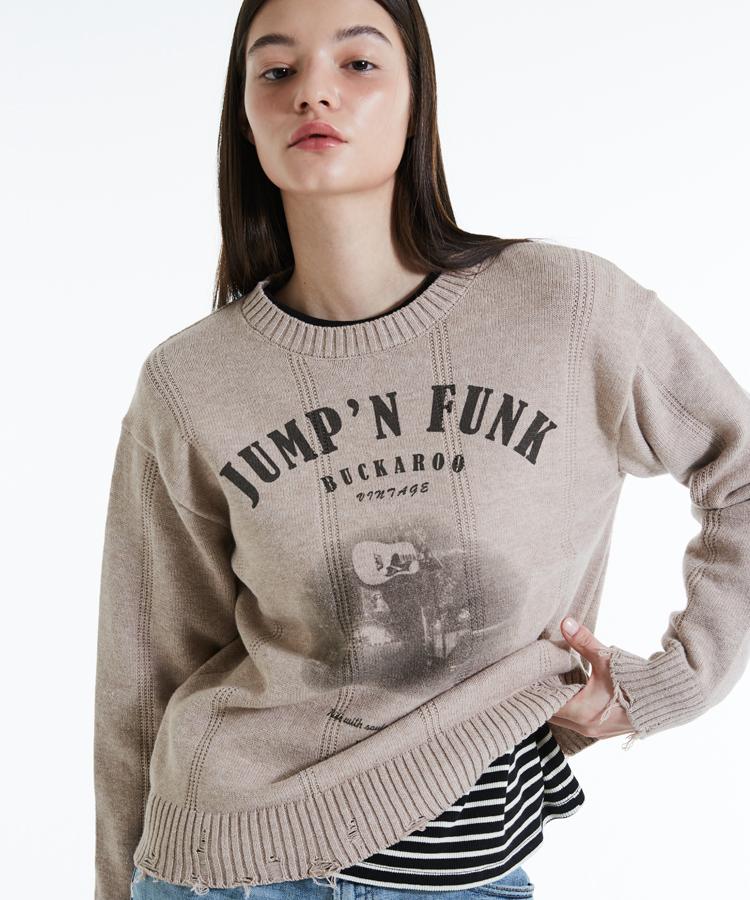 Burkeru Women S Round Neck Artwork Damaged Point Pullover Pink Pink_F